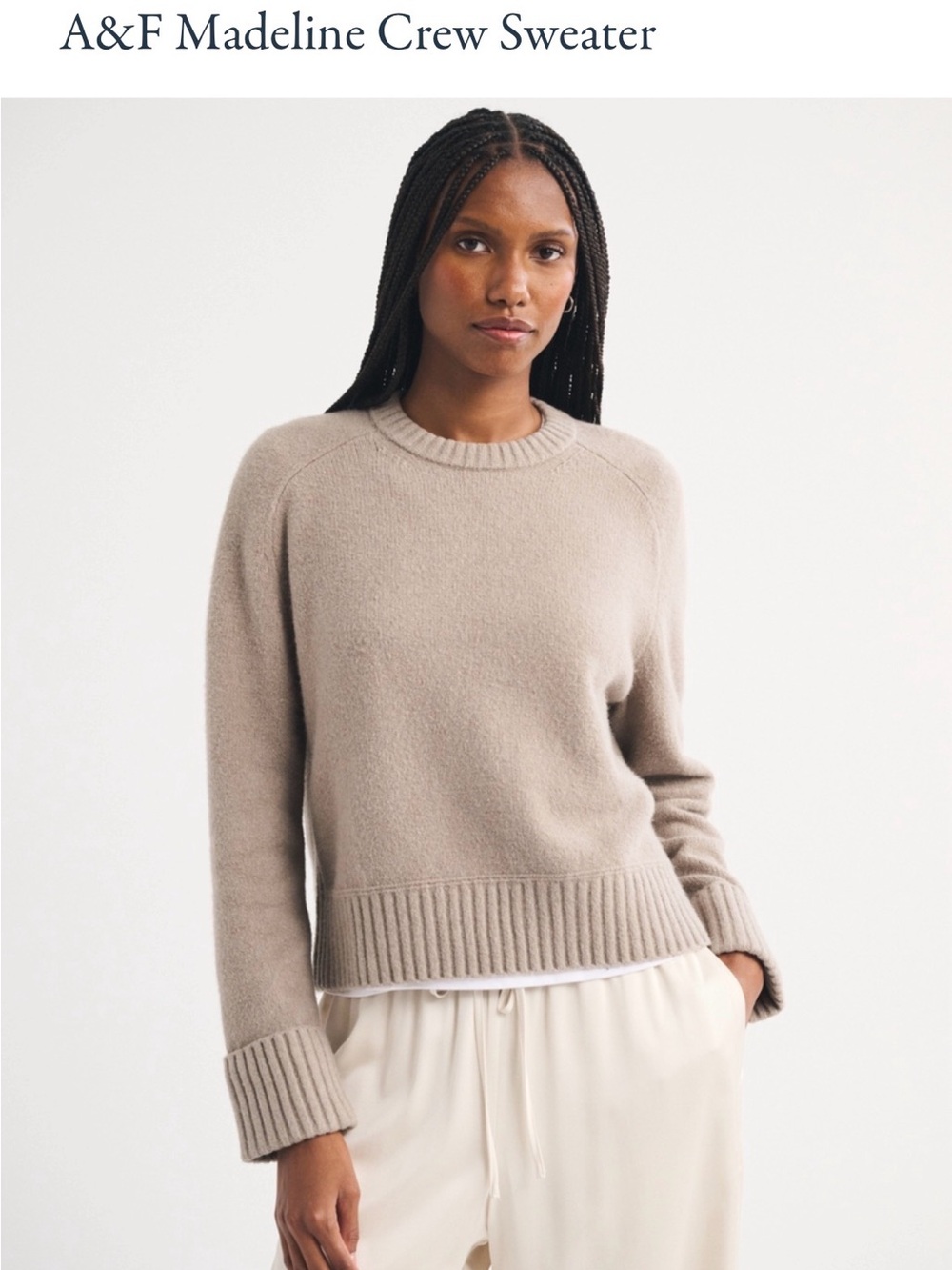 Abercrombie Madeline Crew Sweater in Taupe